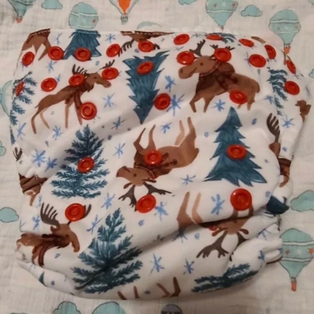 Thirsties AIO Cloth diaper Merry Moosemas Limited Edition